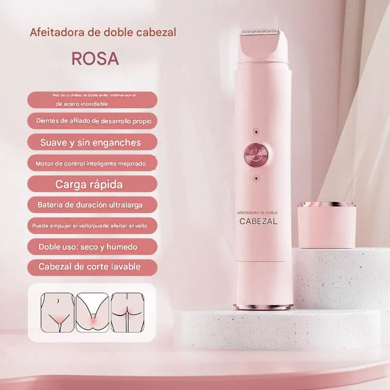 Afeitadora Eléctrica 2 en 1 para Mujer – Recortadora Corporal de Precisión para Bikini, Rostro y Cuerpo
