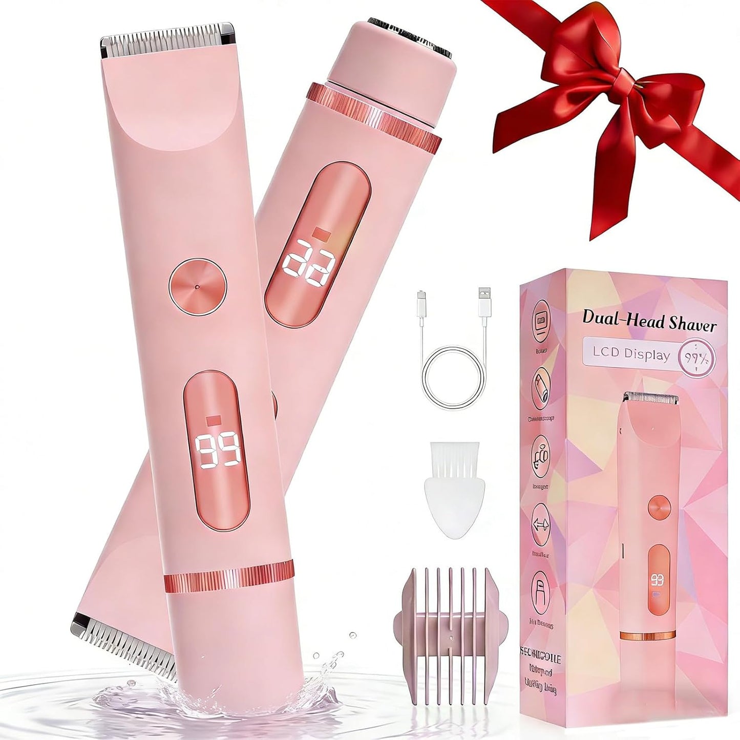 Depiladora Eléctrica Femenina 2 en 1 Recargable | Impermeable IPX6 para Rostro, Bikini y Cuerpo