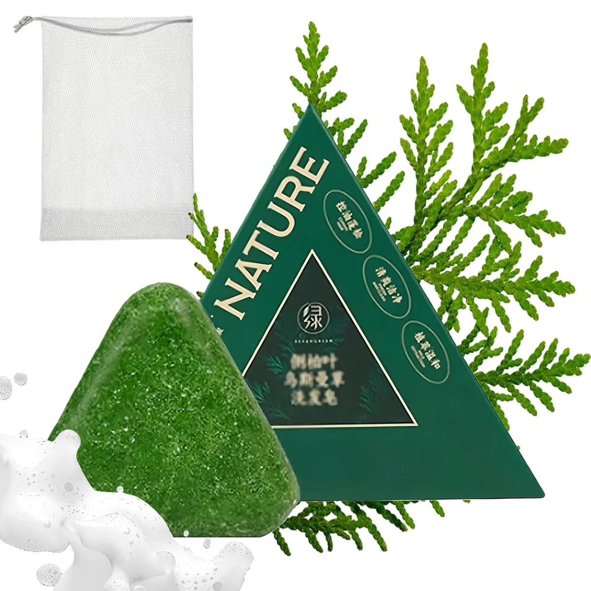 Barra de Champú Herbal 7 Verdes | Limpieza Suave y Cabello Fresco y Manejable